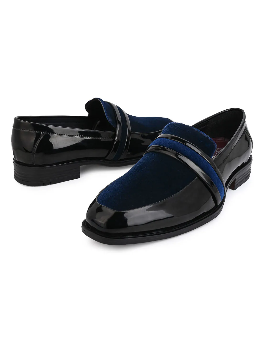 Alberto Torresi Wedding Black Patent Blue Suede Shoes