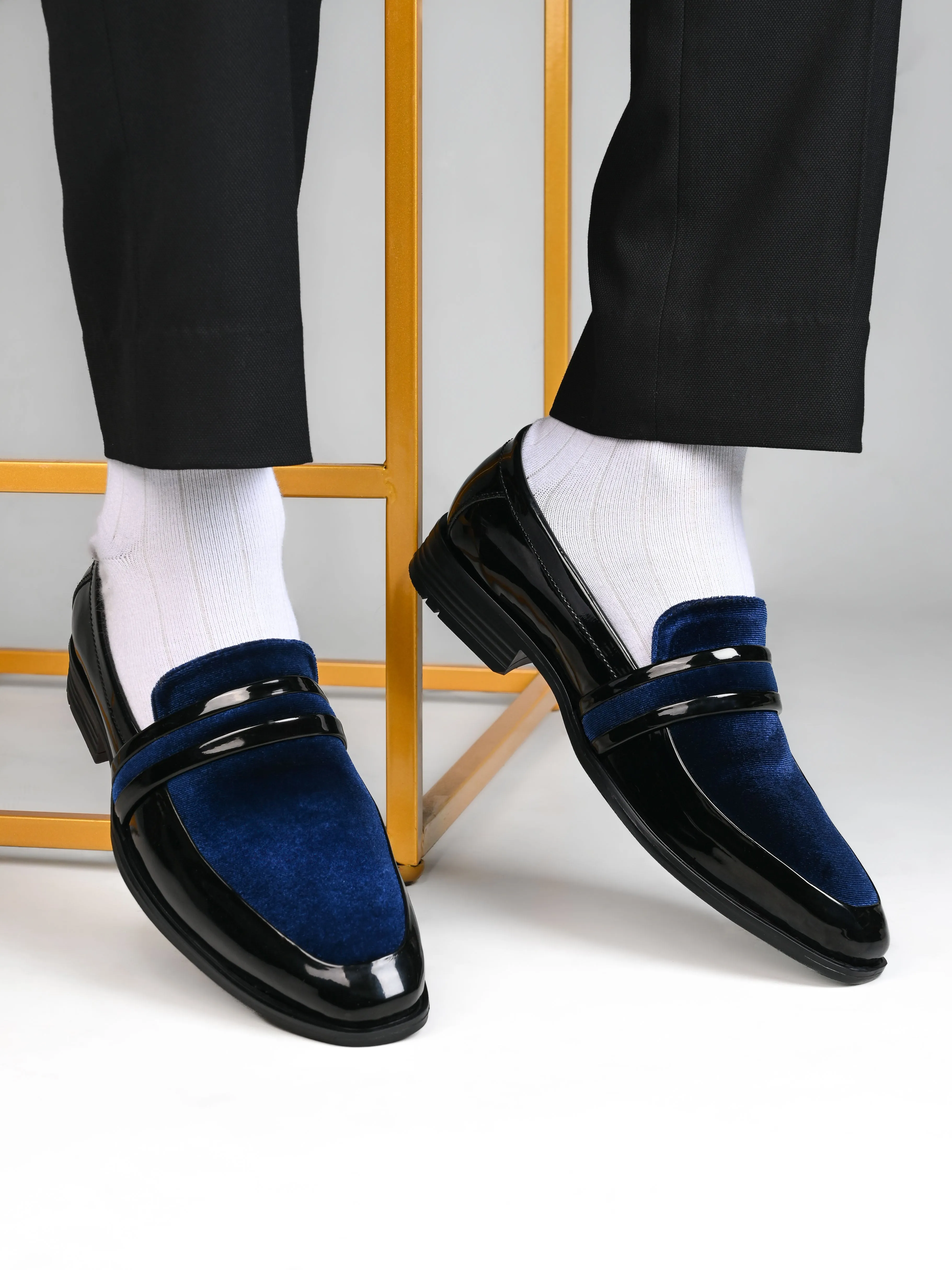 Alberto Torresi Wedding Black Patent Blue Suede Shoes