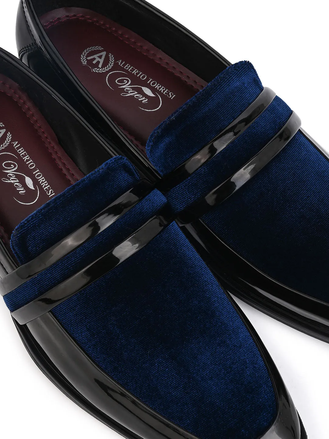 Alberto Torresi Wedding Black Patent Blue Suede Shoes