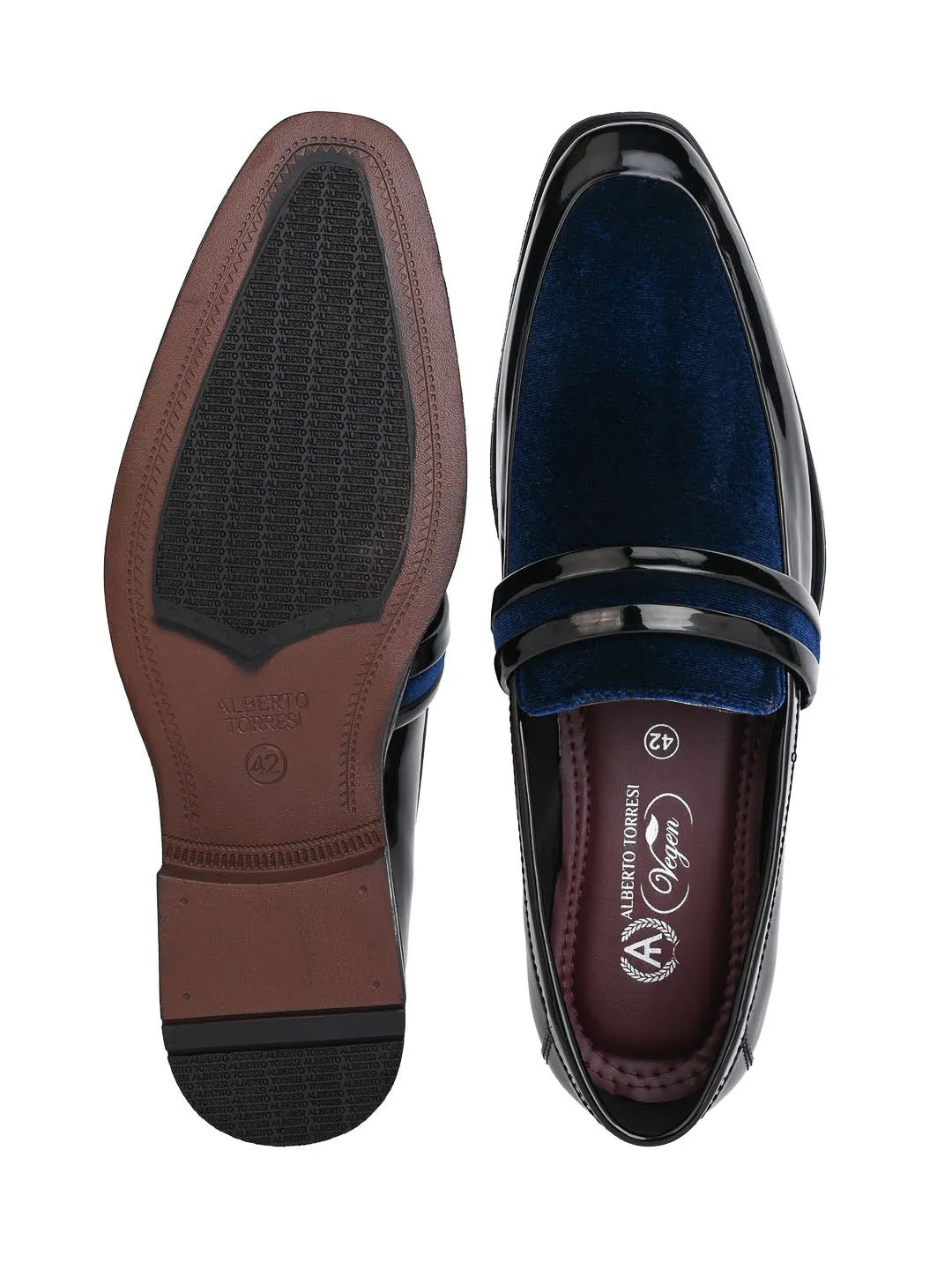 Alberto Torresi Wedding Black Patent Blue Suede Shoes