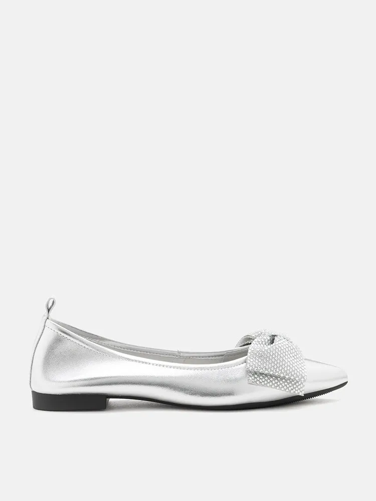 Blakely Crystal Embellished Bow Pointed Toe Flats