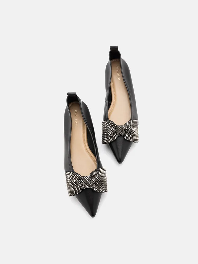 Blakely Crystal Embellished Bow Pointed Toe Flats