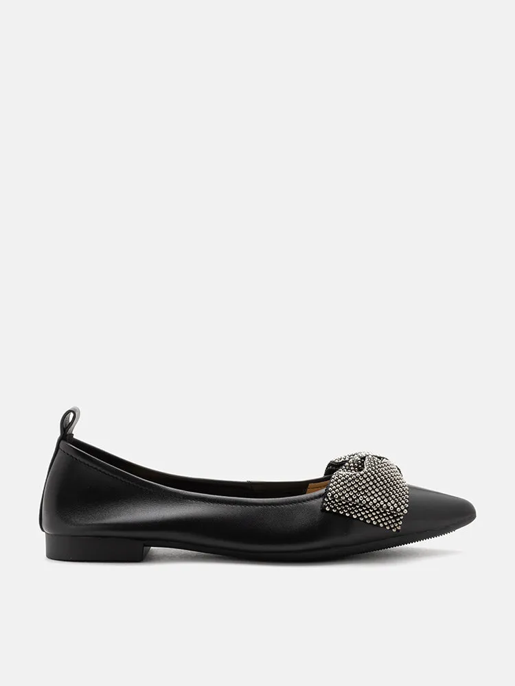 Blakely Crystal Embellished Bow Pointed Toe Flats