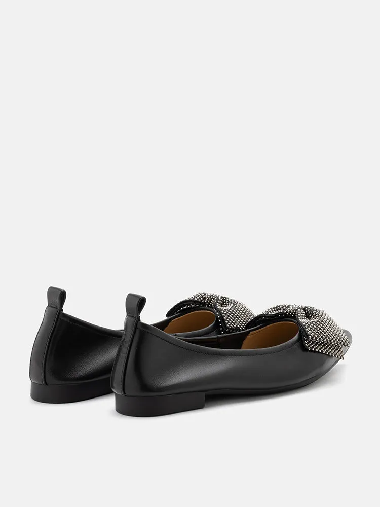 Blakely Crystal Embellished Bow Pointed Toe Flats