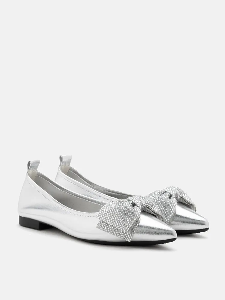 Blakely Crystal Embellished Bow Pointed Toe Flats