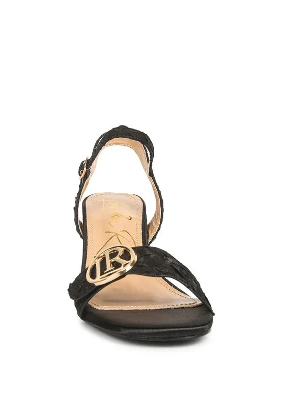 Block Heel Pin Buckle Ankle Straps Sandals