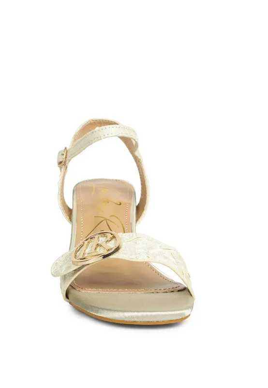 Block Heel Pin Buckle Ankle Straps Sandals