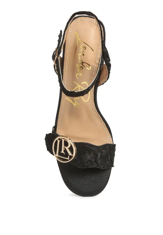 Block Heel Pin Buckle Ankle Straps Sandals