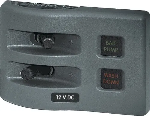 Blue Sea Water Resistant Fuse Panel 2 Switch 4302 | 24