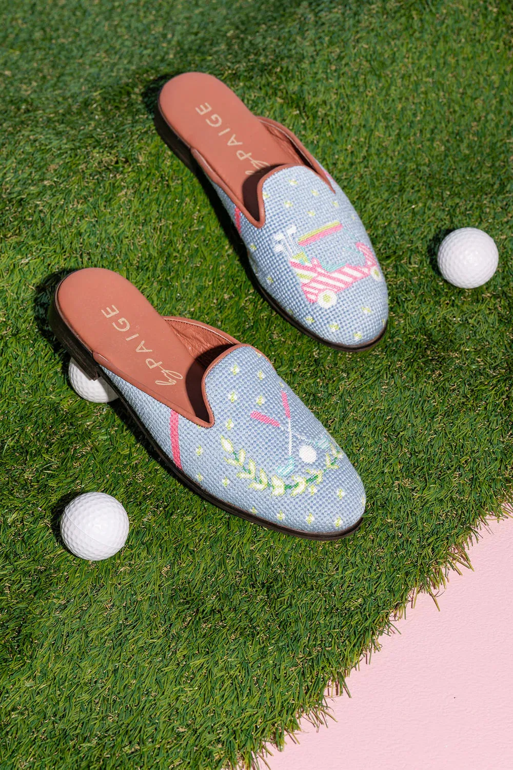BY PAIGE - NEEDLEPOINT MULE IN GOLF