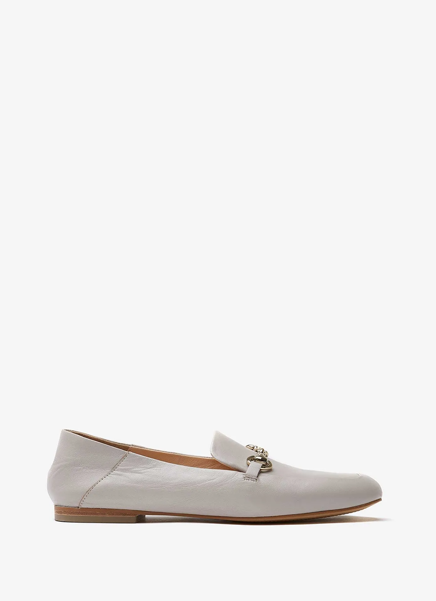 Camille Beige Leather Loafers