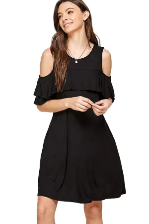 Cold Shoulder Ruffle Detail Dress