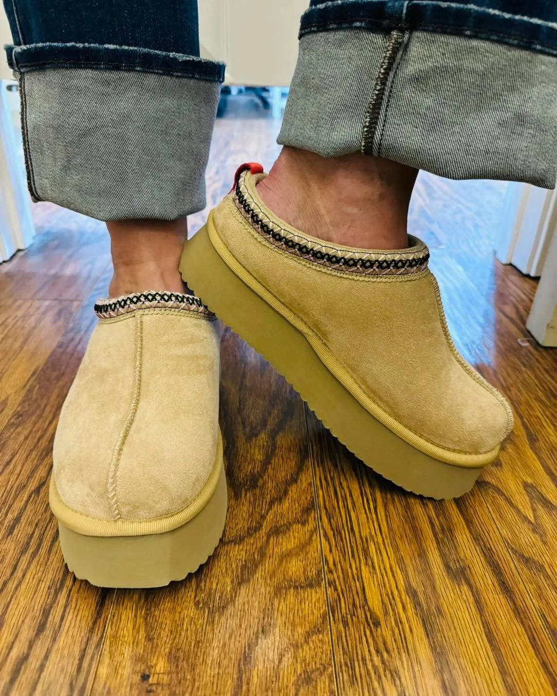 Corkys "Pillow Talk" Camel Faux Suede Slip-Ons Final Sale