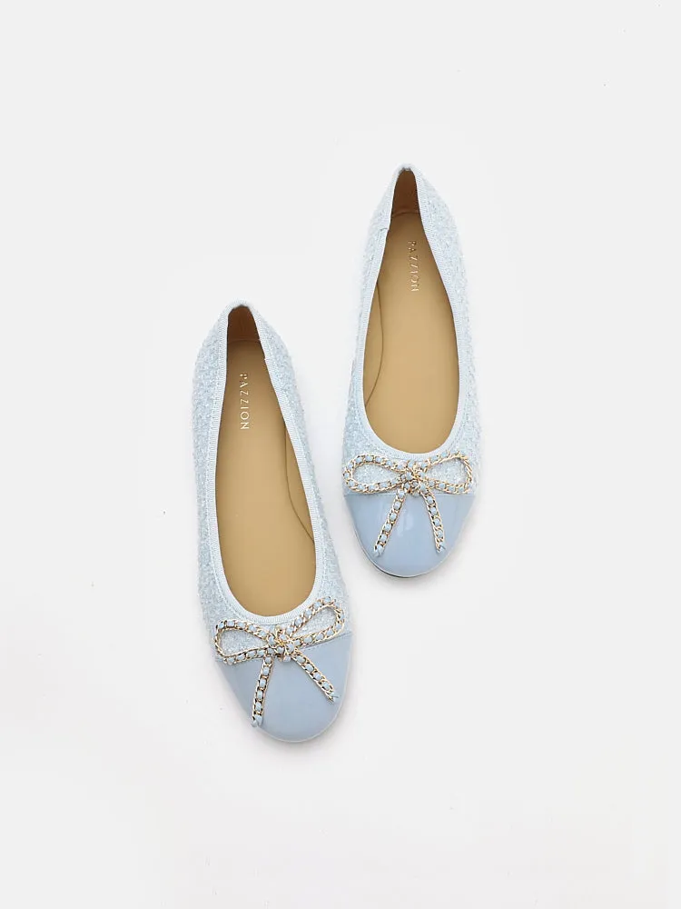 Daisy Tweed Toe Cap Bow Flats