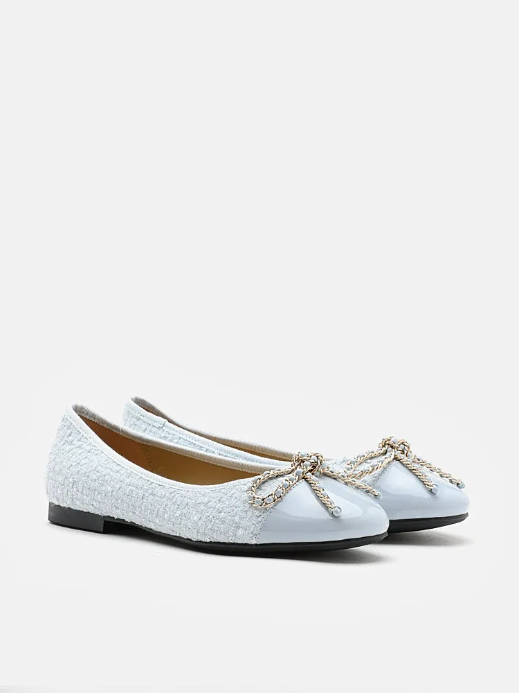 Daisy Tweed Toe Cap Bow Flats