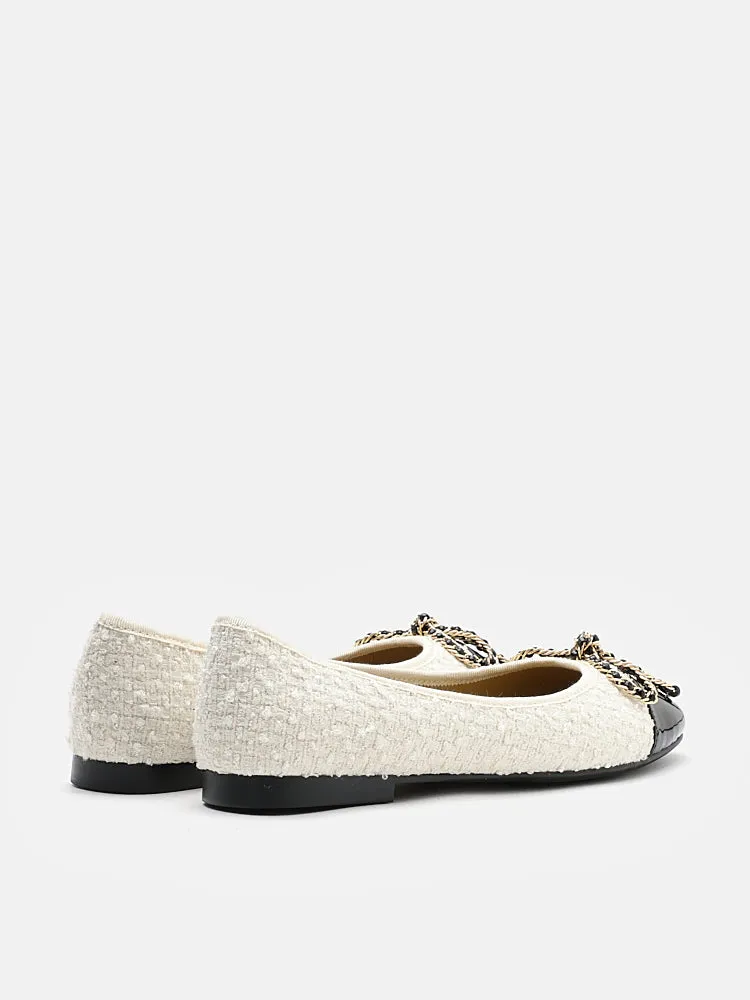 Daisy Tweed Toe Cap Bow Flats