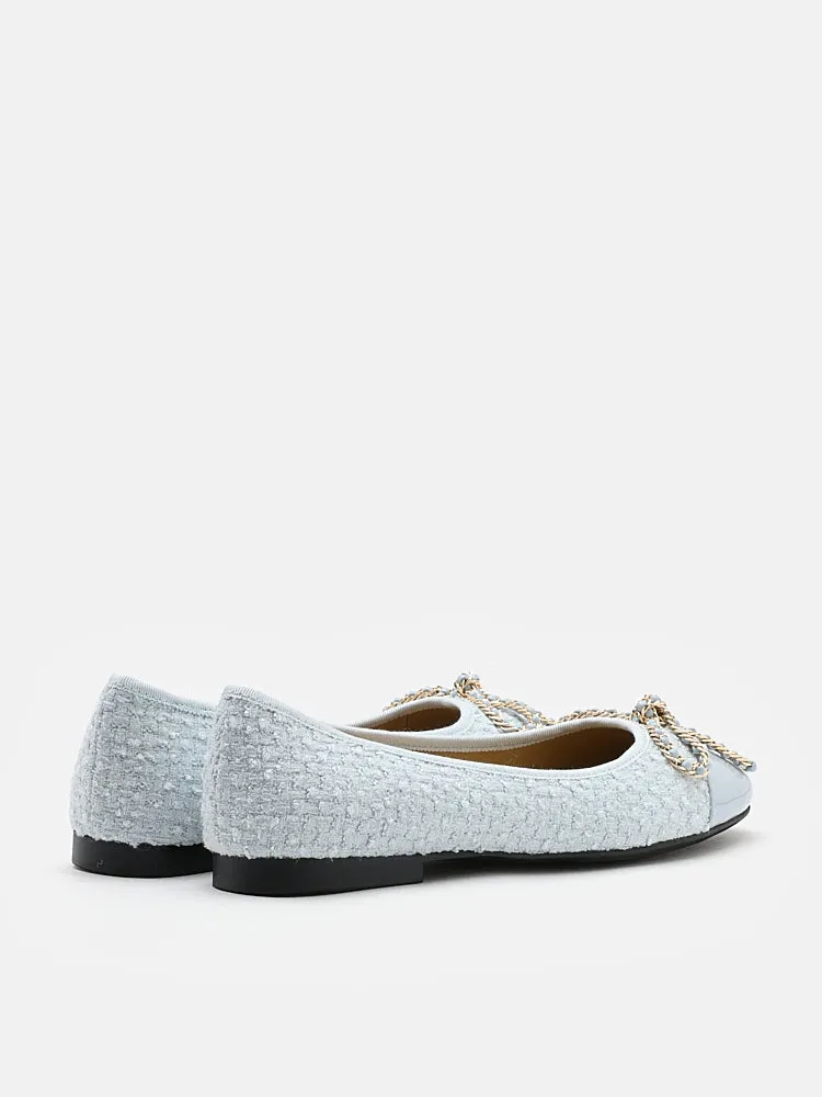 Daisy Tweed Toe Cap Bow Flats
