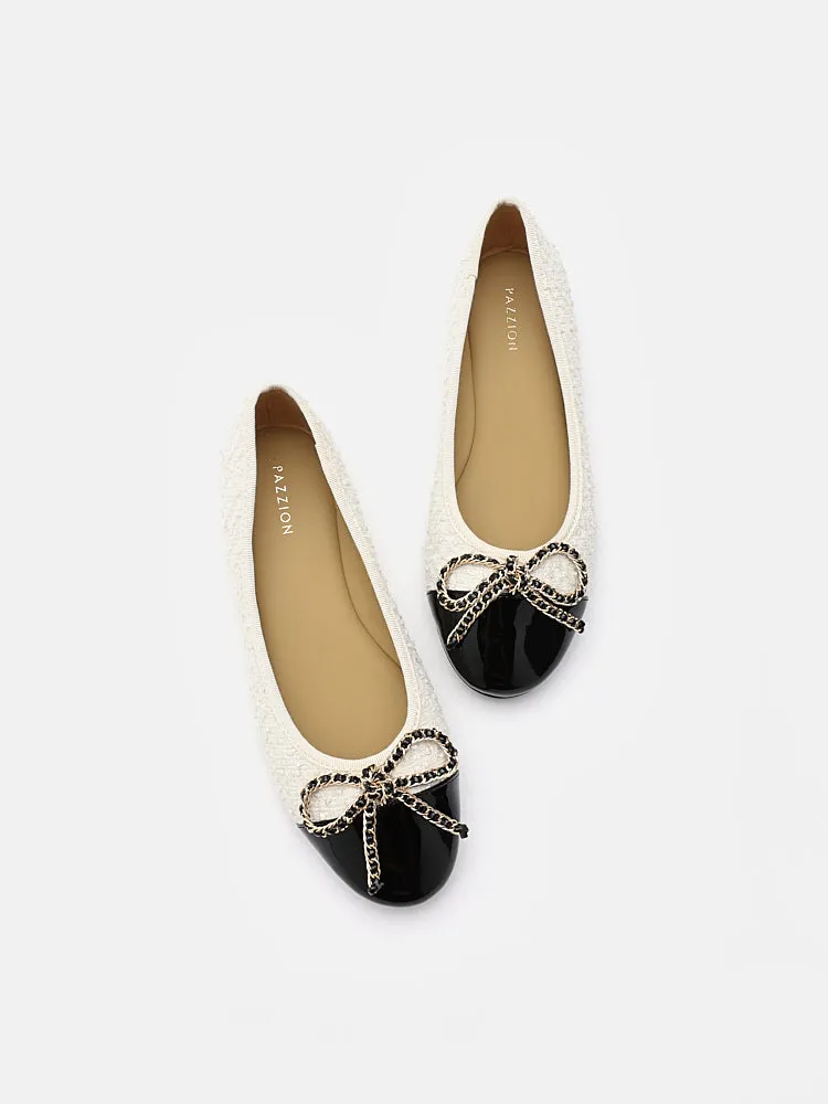 Daisy Tweed Toe Cap Bow Flats