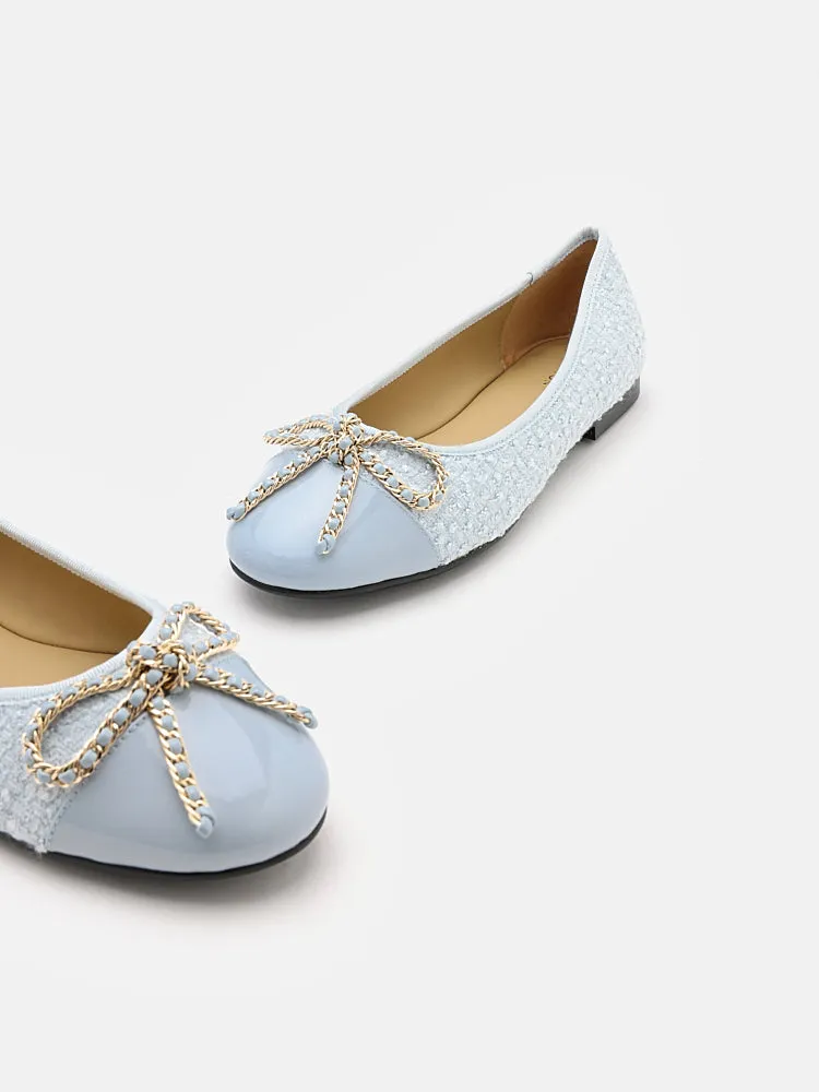 Daisy Tweed Toe Cap Bow Flats
