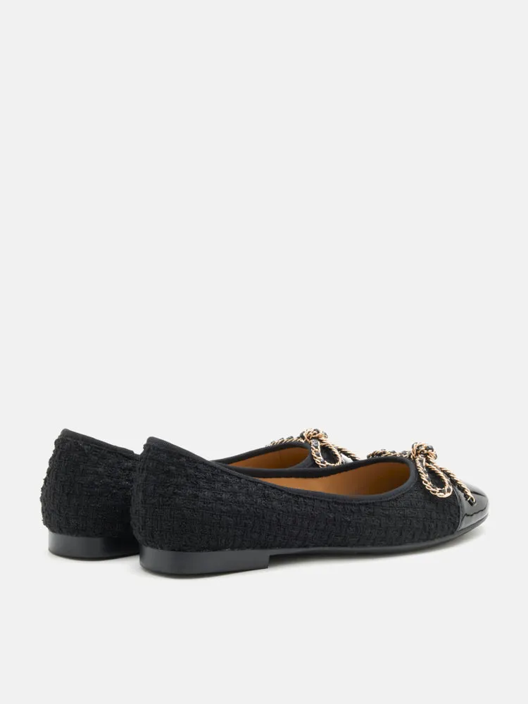 Daisy Tweed Toe Cap Bow Flats