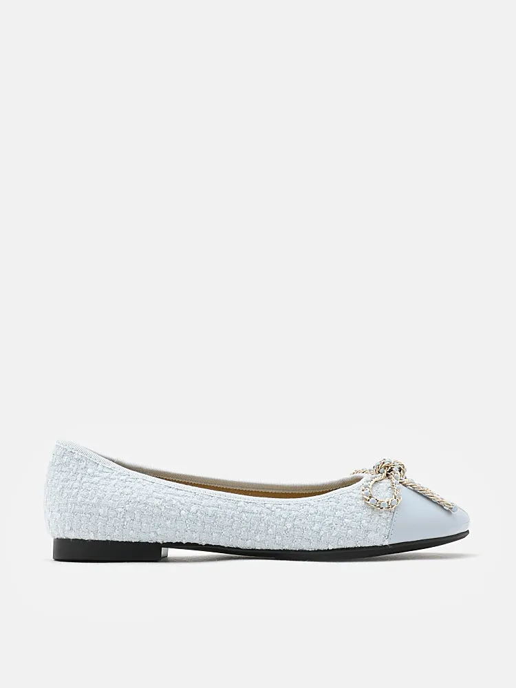 Daisy Tweed Toe Cap Bow Flats
