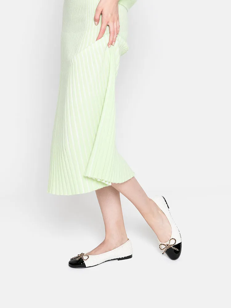 Daisy Tweed Toe Cap Bow Flats