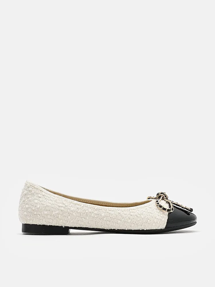 Daisy Tweed Toe Cap Bow Flats