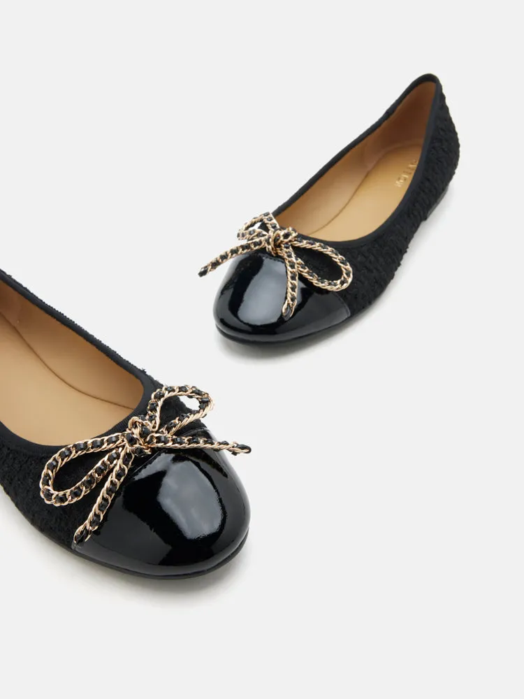Daisy Tweed Toe Cap Bow Flats