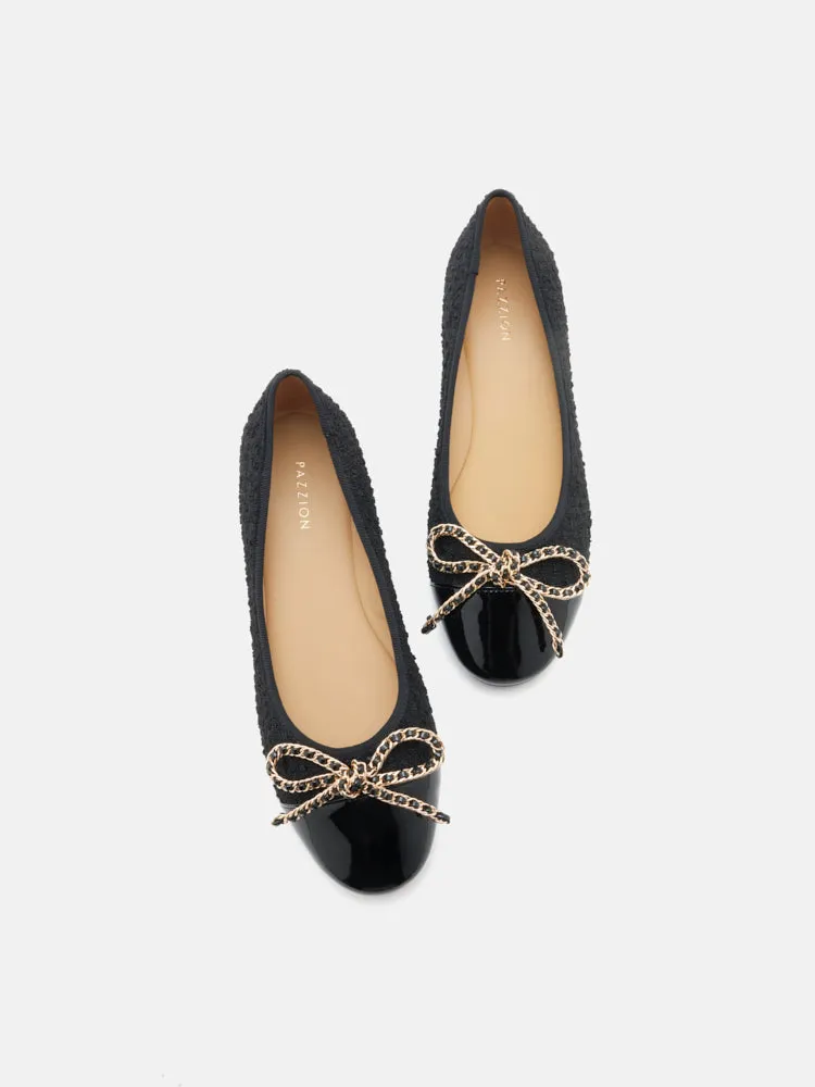 Daisy Tweed Toe Cap Bow Flats
