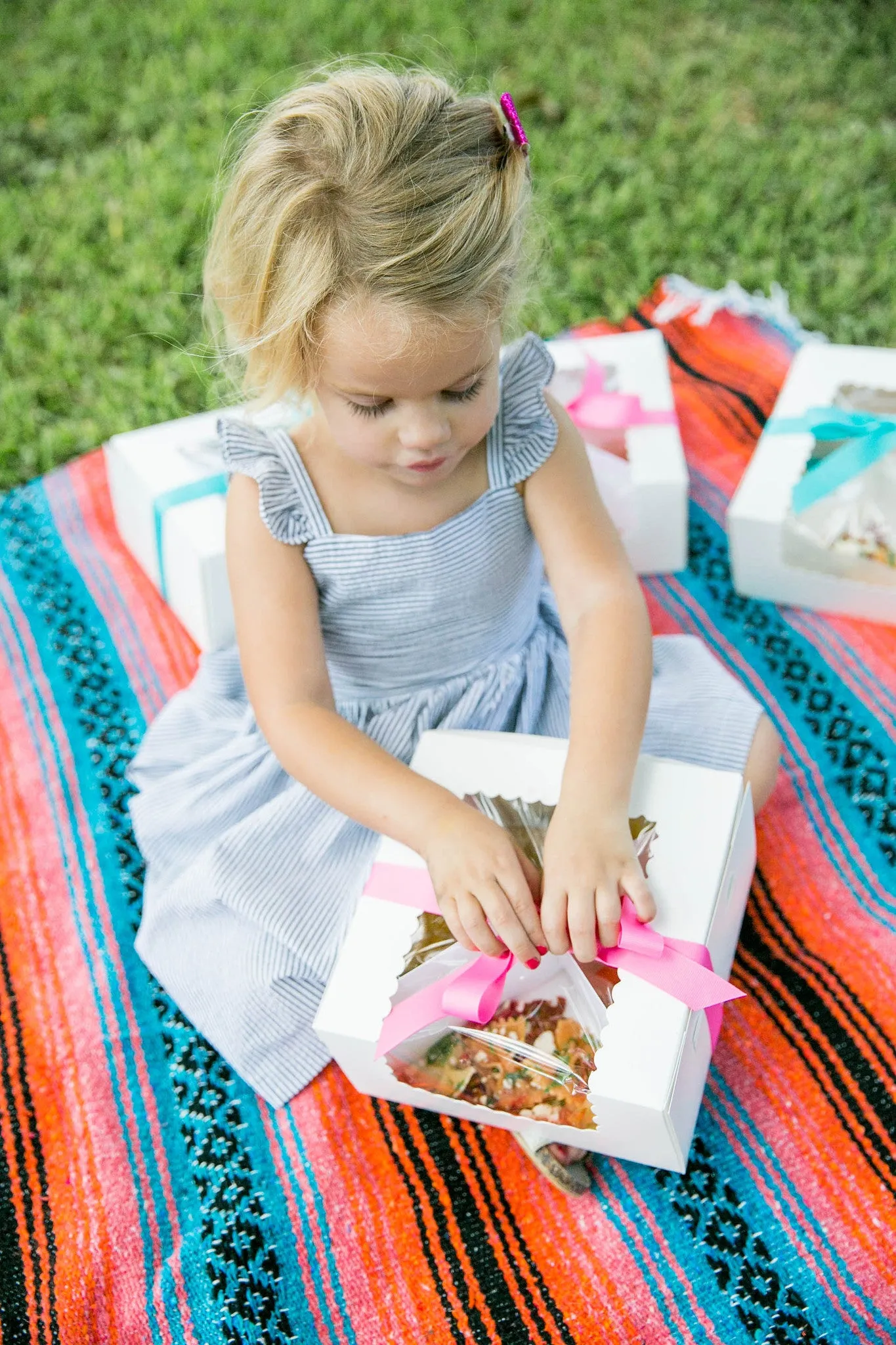 Girl’s Gray Flutter Sleeve Seersucker Dress