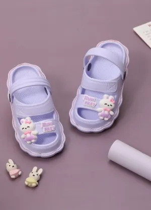 Kids' Cozy Lavender Sandals with Adorable Bunny Design
