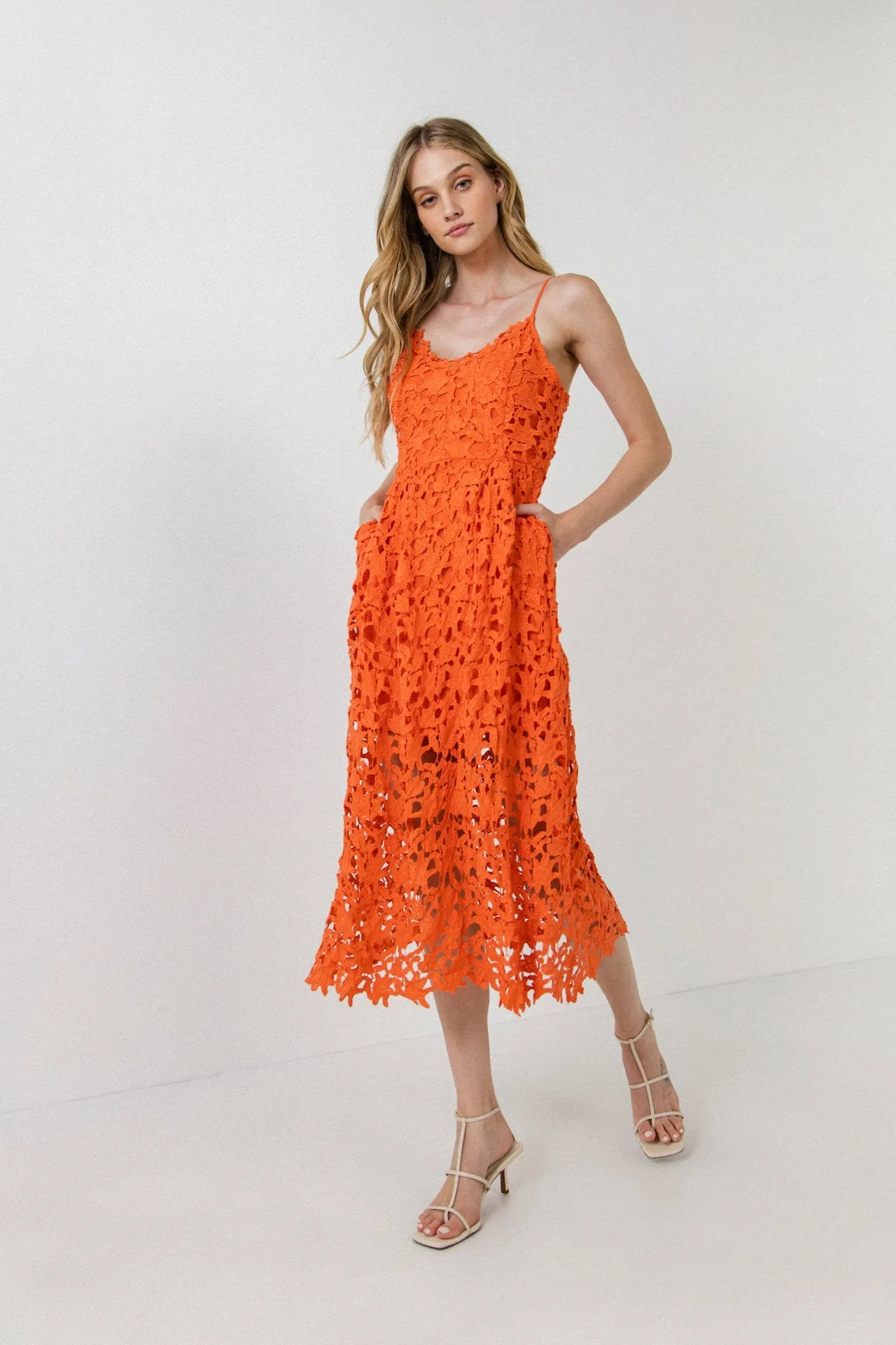Lace Cami Midi Dress