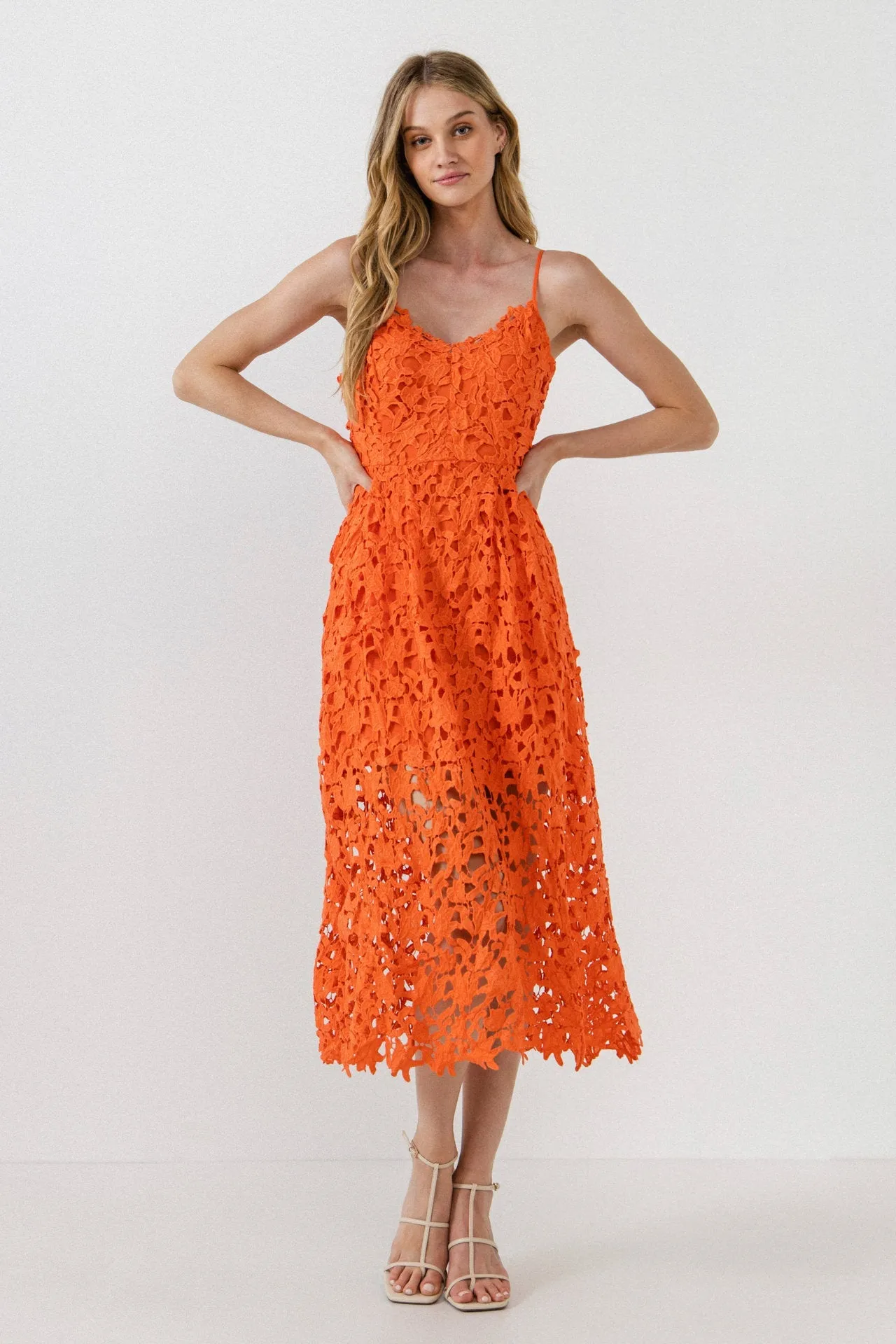 Lace Cami Midi Dress