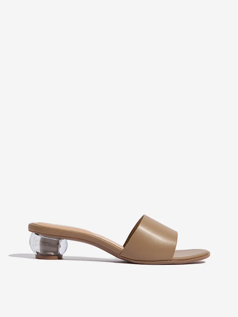 LUNA BLU Taupe Solid Heel Sandals