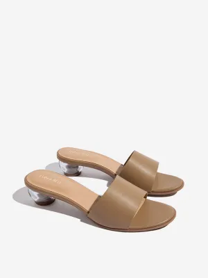 LUNA BLU Taupe Solid Heel Sandals