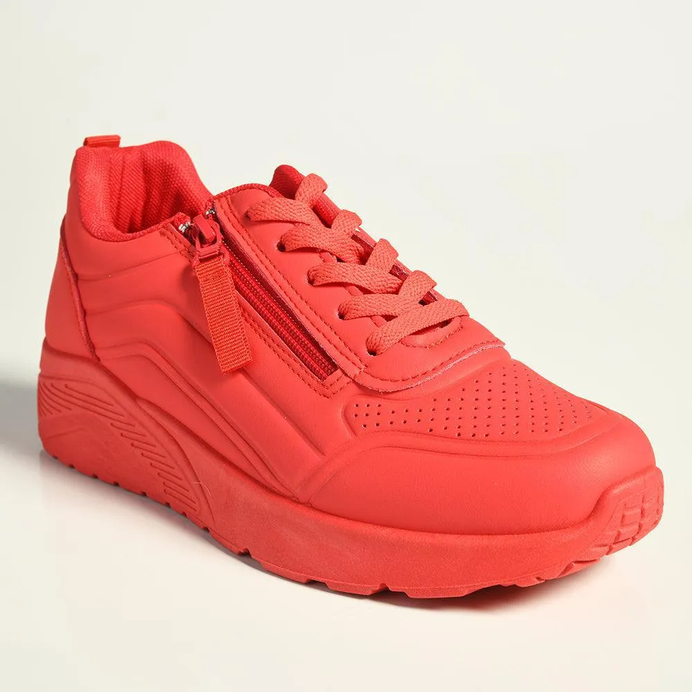 Madison Ladies Side Zip Detailed Sneaker -  Red