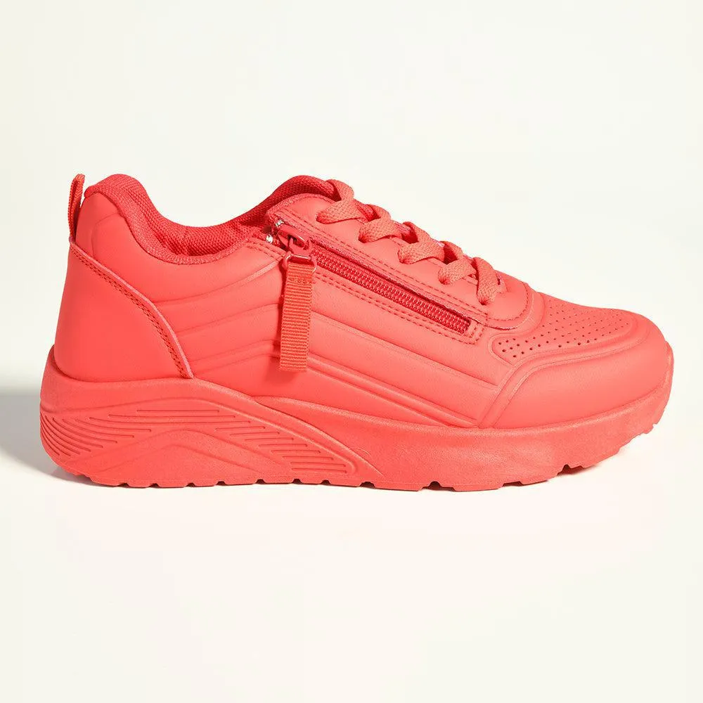 Madison Ladies Side Zip Detailed Sneaker -  Red