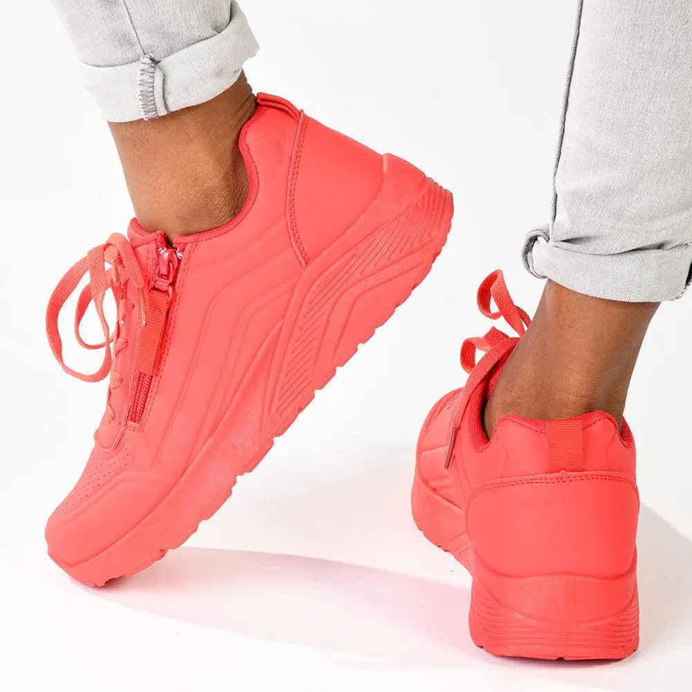 Madison Ladies Side Zip Detailed Sneaker -  Red