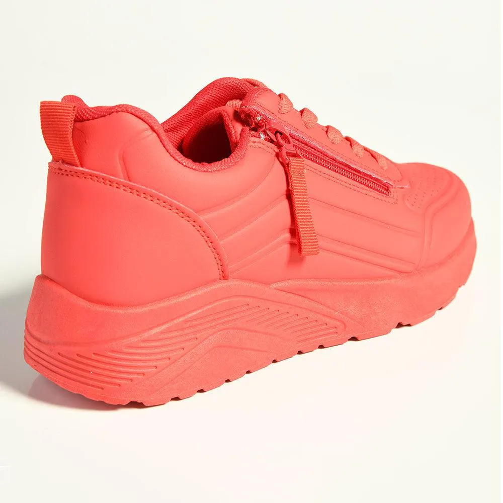Madison Ladies Side Zip Detailed Sneaker -  Red