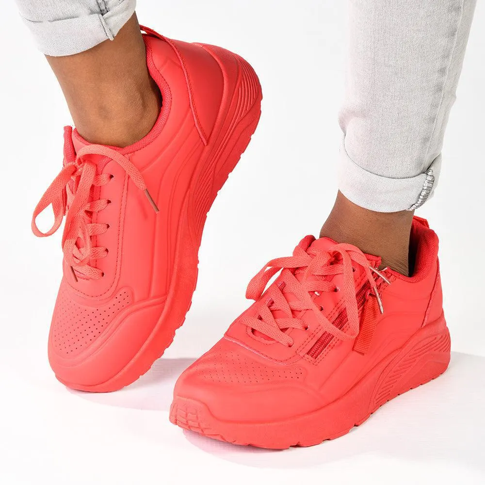 Madison Ladies Side Zip Detailed Sneaker -  Red