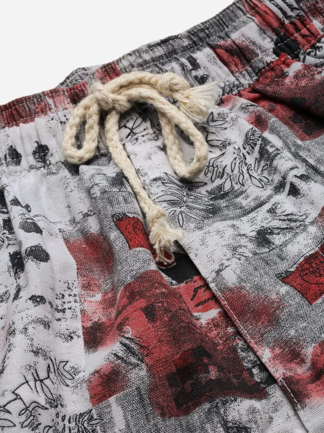 Men Abstract Printed Cuban Collar Grey Co Ords Set