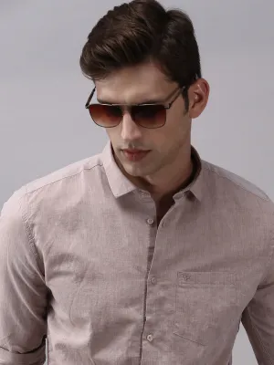 Men Beige Classic Cotton Casual Shirt