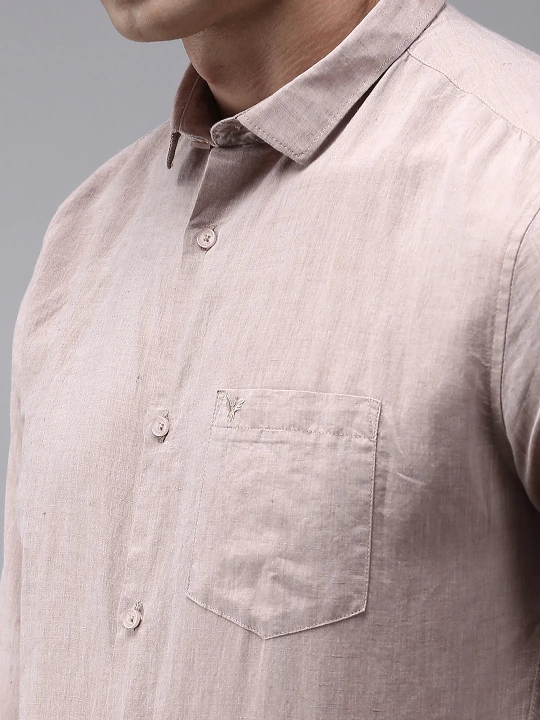 Men Beige Classic Cotton Casual Shirt