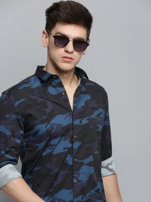 Men Black Comfort Printed Casual Shirt