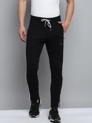 Men Black Cotton Relaxed Fit Track Pant