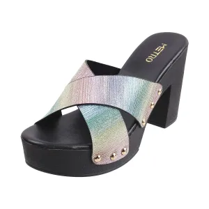 Metro Womens Synthetic Multi Color Slip Ons