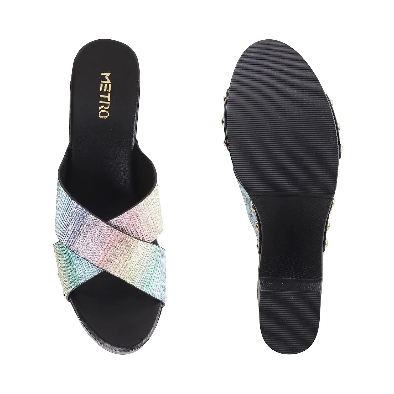 Metro Womens Synthetic Multi Color Slip Ons
