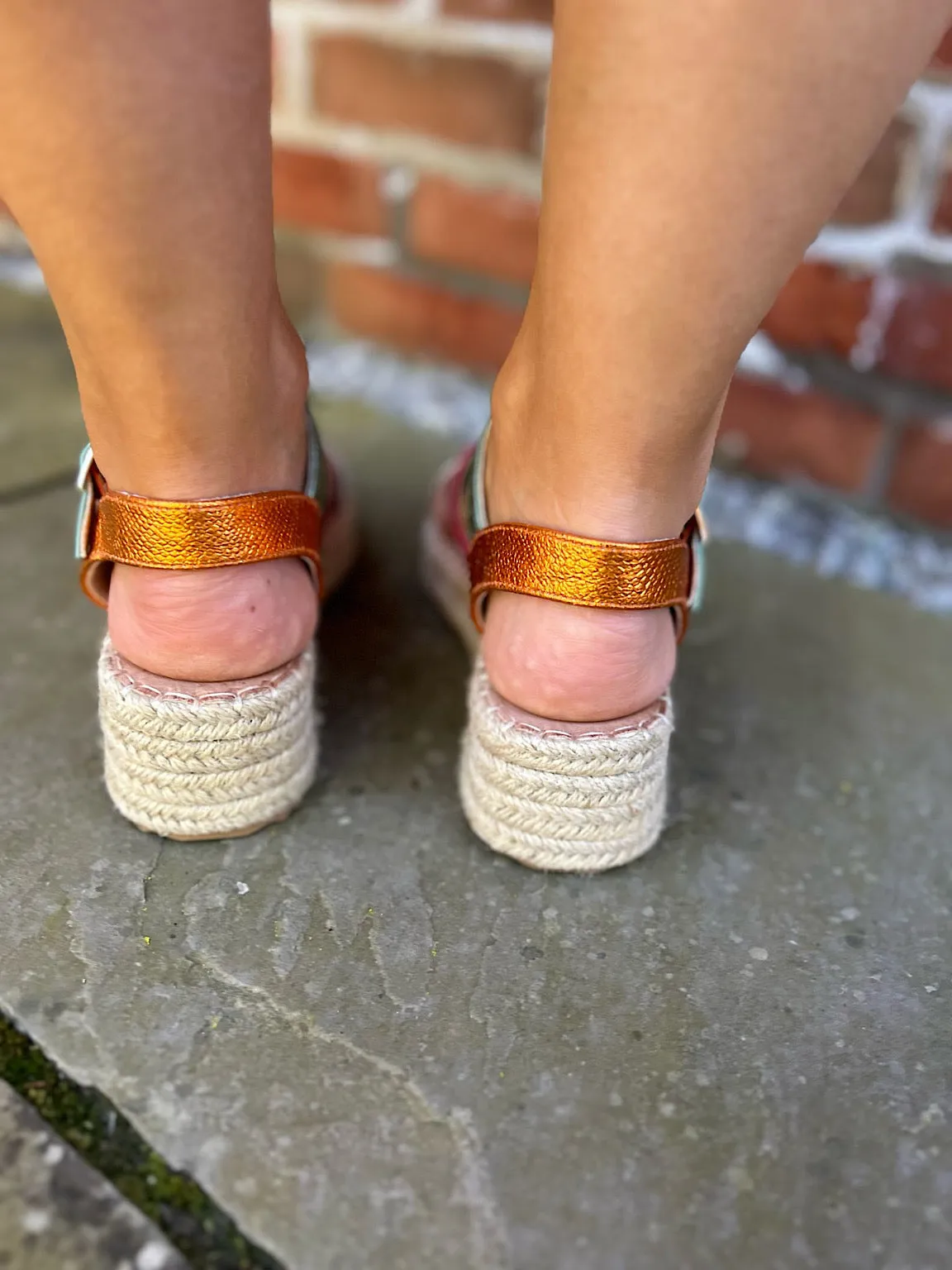 Multicolour Espadrille Wedge Strap Sandals