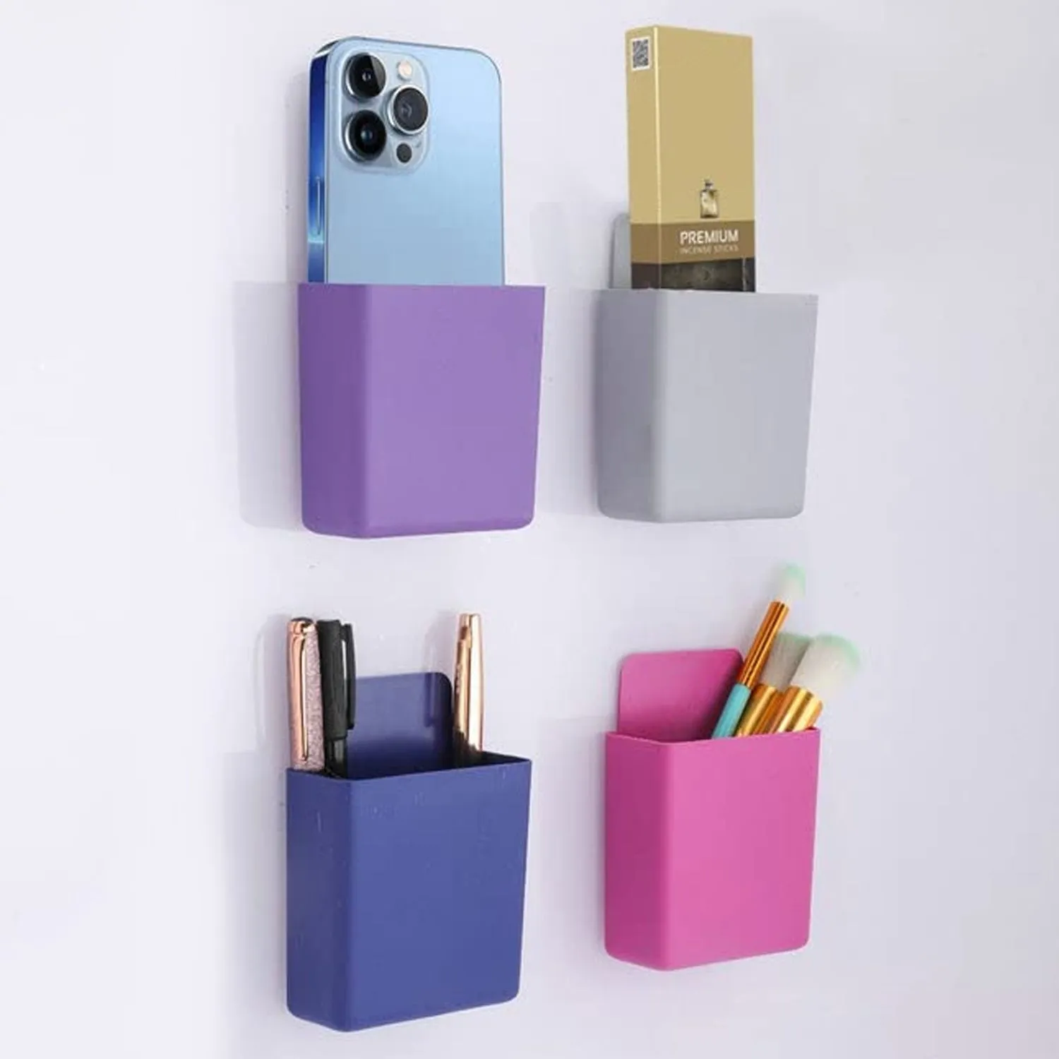 Multipurpose Plastic Wall Mounted Remote & Mobile Holder Stand  (Pack of 4)