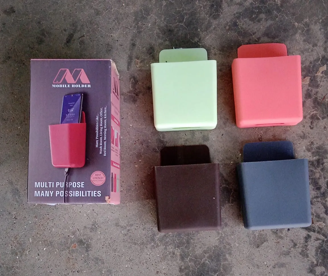 Multipurpose Plastic Wall Mounted Remote & Mobile Holder Stand  (Pack of 4)